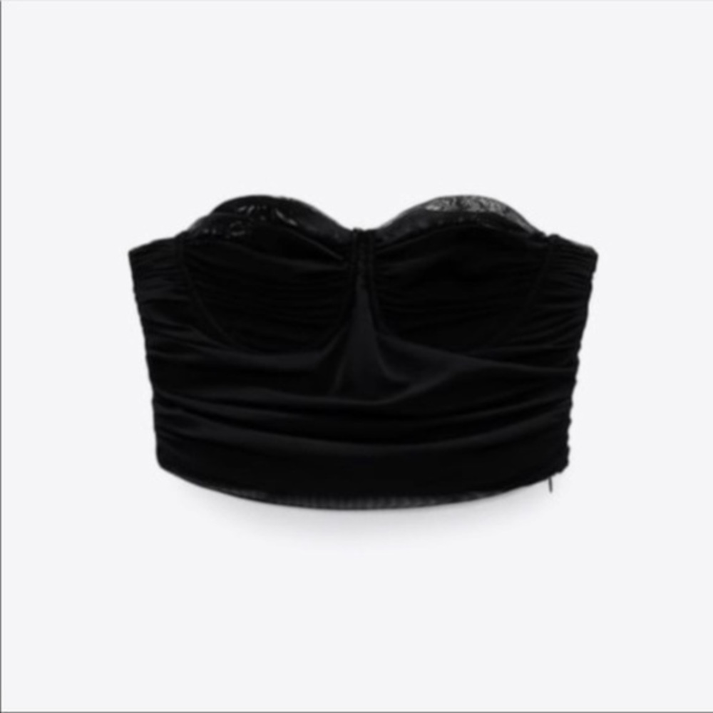 New Zara | Black Tulle Cropped Corset - Picture 10 of 14